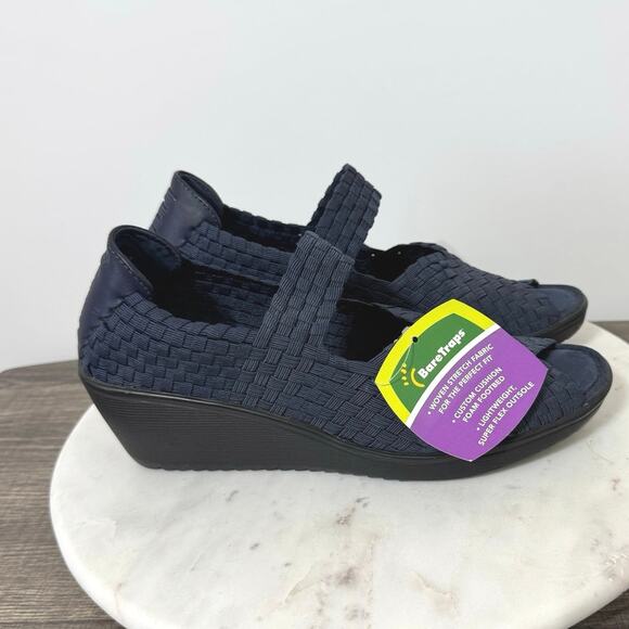 Bare Traps Women’s Umma Mary Jane Wedge Sandals Navy Blue Size 10 - Picture 1 of 9
